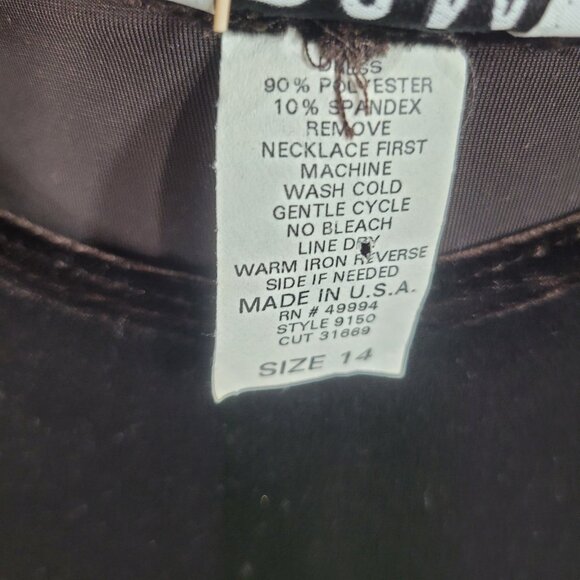 Vintage Velvet Dress sz 14 Stretch Evening Special Event Velour Brown Maxi Long - Picture 7 of 7